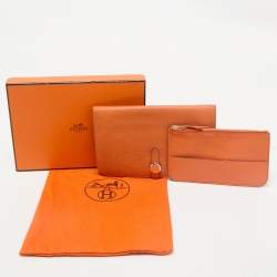 Hermes Orange Togo Leather Dogon Duo Wallet