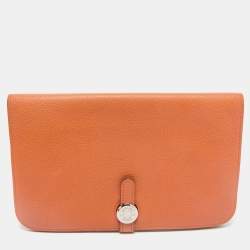 Hermes Orange Togo Leather Dogon Duo Wallet