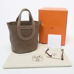 Hermes Etoupe Taurillon Clemence and Swift Leather In The Loop 18 Bag