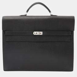 Hermes Black Epsom Leather Kelly Depeche 38 Briefcase