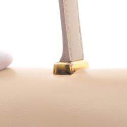 Pre Owned Hermes Beige Box Calf Leather Piano Handbag