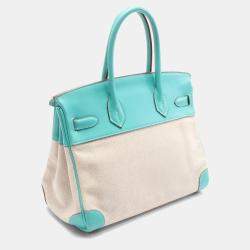 Hermes Lagon Beige Toile Officier and Swift Leather Birkin 30 Bag