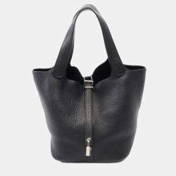 Pre Owned Hermes Black Taurillon Clemence Leather Picotin Lock 22 Bucket Bag