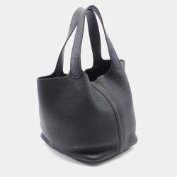 Pre Owned Hermes Black Taurillon Clemence Leather Picotin Lock 22 Bucket Bag