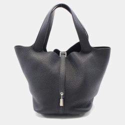 Pre Owned Hermes Black Taurillon Clemence Leather Picotin Lock 22 Bucket Bag