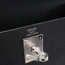 Hermes Black Epsom Leather Kelly 28 Top Handle Bag