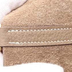 Hermes Etoupe Taurillon Clemence Leather Picotin Lock 22 Bucket Bag