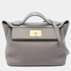 Hermes Etain Togo and Swift Leather 24/24 Top Handle Bag