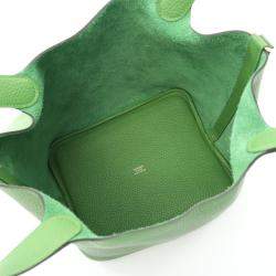 Hermes Vert Yucca Taurillon Clemence Leather Picotin Lock 22 Bucket Bag