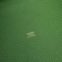Hermes Vert Yucca Taurillon Clemence Leather Picotin Lock 22 Bucket Bag