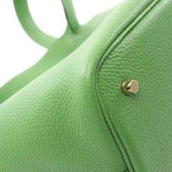 Hermes Vert Yucca Taurillon Clemence Leather Picotin Lock 22 Bucket Bag