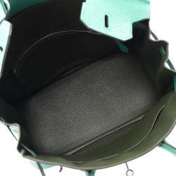 Hermes Khaki Vert Vertigo Taurillon Clemence Leather Birkin 30 Bag