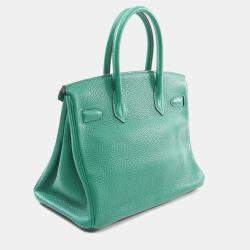Hermes Khaki Vert Vertigo Taurillon Clemence Leather Birkin 30 Bag