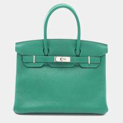 Hermes Khaki Vert Vertigo Taurillon Clemence Leather Birkin 30 Bag