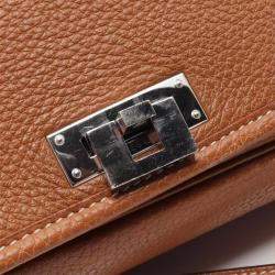 Hermes Gold Taurillon Clemence Leather Victoria Messenger Bag