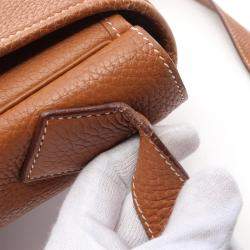 Hermes Gold Taurillon Clemence Leather Victoria Messenger Bag