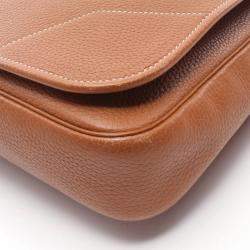Hermes Gold Taurillon Clemence Leather Victoria Messenger Bag