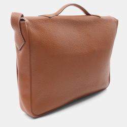 Hermes Gold Taurillon Clemence Leather Victoria Messenger Bag