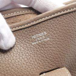 Hermes Etoupe Grey Taurillon Clemence Leather Evelyne GM 33 Crossbody Bag