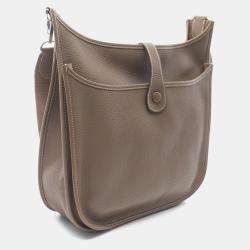 Hermes Etoupe Grey Taurillon Clemence Leather Evelyne GM 33 Crossbody Bag