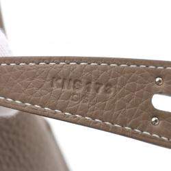 Hermes Etoupe Grey Taurillon Clemence Leather Lindy 26 Shoulder Bag