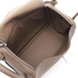 Hermes Etoupe Grey Taurillon Clemence Leather Lindy 26 Shoulder Bag
