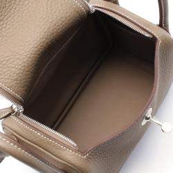 Hermes Etoupe Grey Taurillon Clemence Leather Lindy Mini Shoulder Bag