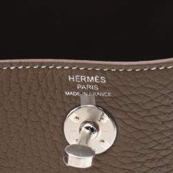 Hermes Etoupe Grey Taurillon Clemence Leather Lindy Mini Shoulder Bag