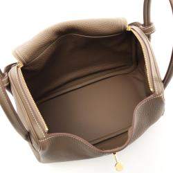 Hermes Etoupe Grey Taurillon Clemence Leather Lindy 26 Shoulder Bag