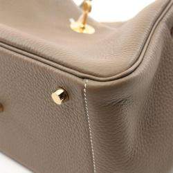 Hermes Etoupe Grey Taurillon Clemence Leather Lindy 26 Shoulder Bag