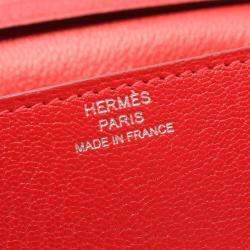 Hermes Red Chevre Leather Chaine d'Ancre Compact Wallet Bag