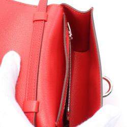 Hermes Red Chevre Leather Chaine d'Ancre Compact Wallet Bag