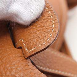 Pre Owned Hermes Gold Taurillon Clemence Evelyne Crossbody Bag GM