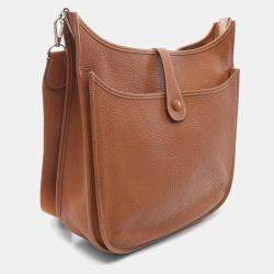 Pre Owned Hermes Gold Taurillon Clemence Evelyne Crossbody Bag GM