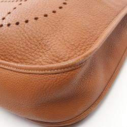 Pre Owned Hermes Gold Taurillon Clemence Evelyne Crossbody Bag GM