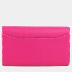 Hermes Pink Epsom Leather Constance Long Wallet