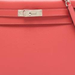 Hermes Rose Jaipur Epsom Leather Palladium Finish Kelly Sellier 28 Bag