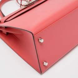 Hermes Rose Jaipur Epsom Leather Palladium Finish Kelly Sellier 28 Bag