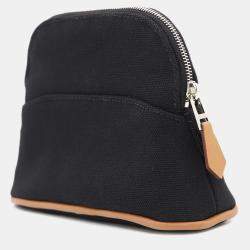Hermes Black Cotton Leather Bolide Mini Pouch