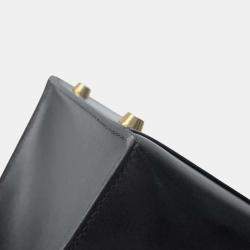 Hermes Black Calf Leather Box Kelly 28 Top Handle Bag