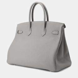 Hermes Gris Togo Leather Birkin Mouette 35 Top Handle Bag
