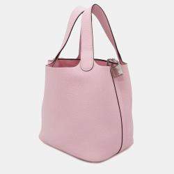 Hermes Rose Sakura Taurillon Clemence 18 Picotin Lock Bag