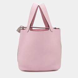 Hermes Rose Sakura Taurillon Clemence 18 Picotin Lock Bag