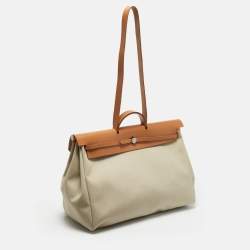 Hermes Ecru/Beige /Naturel Sable Canvas and Leather Herbag Zip Cabine Bag