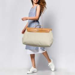 Hermes Ecru/Beige /Naturel Sable Canvas and Leather Herbag Zip Cabine Bag