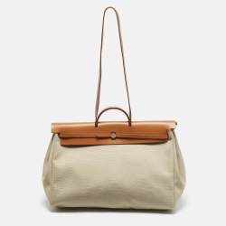 Hermes Ecru/Beige /Naturel Sable Canvas and Leather Herbag Zip Cabine Bag