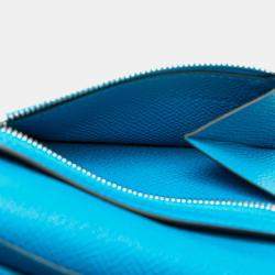 Hermes Blue Epsom Leather New H Passant Compact Bi-Fold Wallet