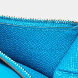 Hermes Blue Epsom Leather New H Passant Compact Bi-Fold Wallet