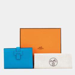 Hermes Blue Epsom Leather New H Passant Compact Bi-Fold Wallet