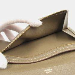 Hermes Brown Etoupe Grey Epsom Leather Bearn Soufflet Bi-Fold Long Wallet